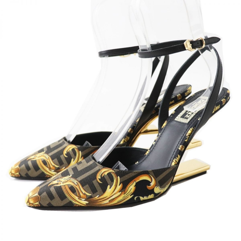 New Deadstock Fendace Fendi/Versace Silk Calfskin Baroque Print Heels!